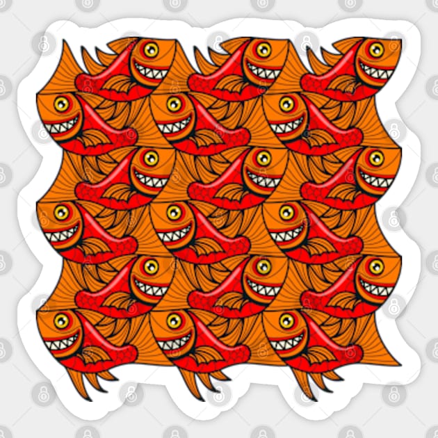 Escher fish pattern X Sticker by Maxsomma